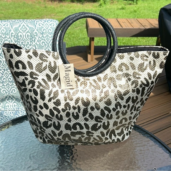 Magid Leopard Print Tote Bag - Black and Cream - Picture 1 of 6